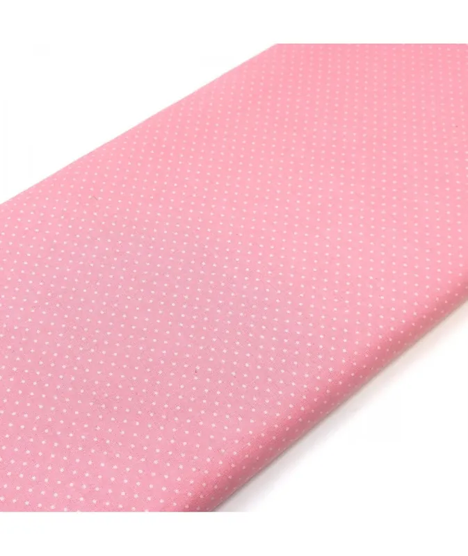 Grande affare | Tessuto Stampato Fondo Rosa con piccoli Pois Bianchi, h145