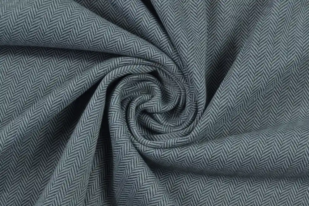 Qualità garantita - Tessuto accoppiato grigio blu fantasia chevron