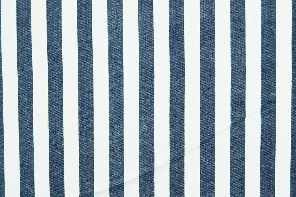 Molto richiesto | Jersey di cotone stretch a righe bianco blu jeans