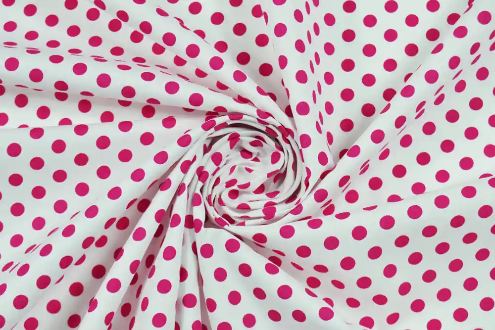 Più venduto - Cotone bianco a pois grandi magenta