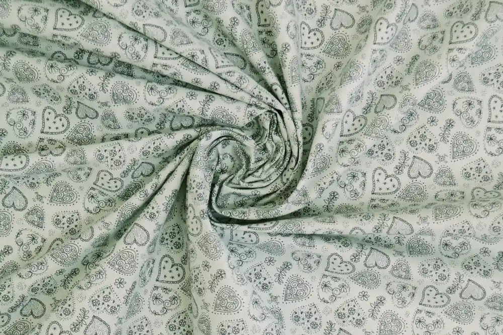 Preferito dai clienti | Scampolo 300x160cm di BIMBI- Cotone grigio ghiaccio fantasia cuori Oeko-Tex