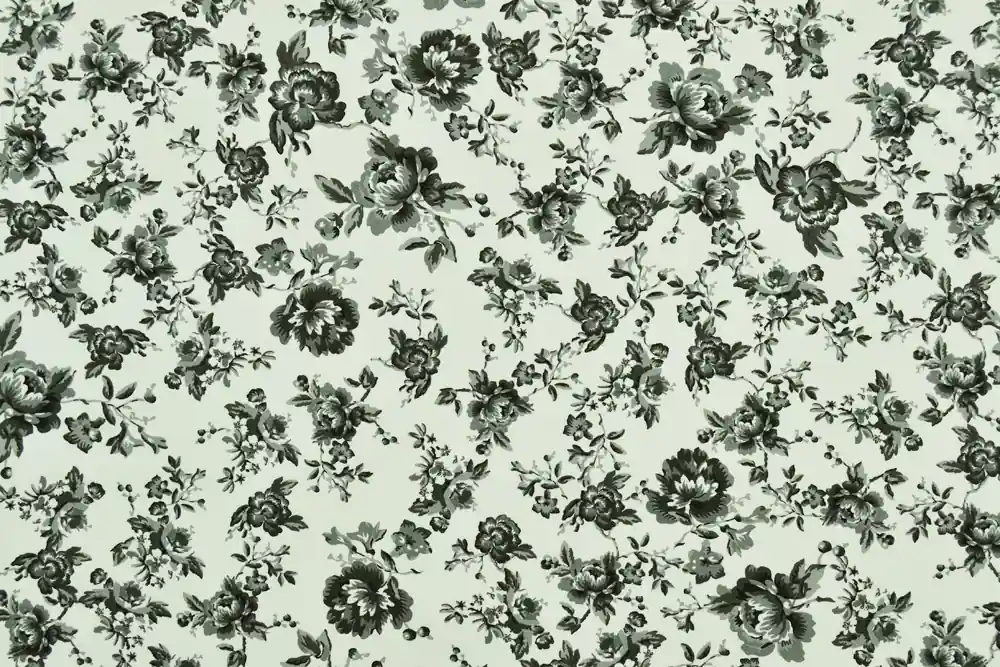 Scampolo 300x160cm di Gabardine di cotone manopesca bianco a fiori grigi | Saldi