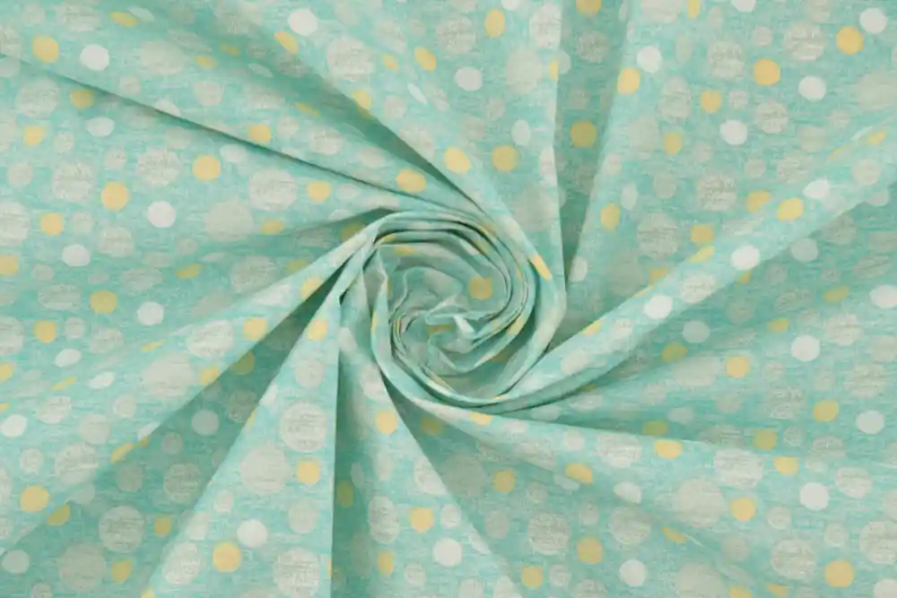 Scampolo 300x160cm di BIMBI- Cotone turchese a pois effetto délavé Oeko-Tex - Prezzo ridotto