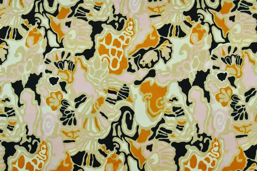 Scampolo 300x150cm di Raso stampa astratta beige e ambra - Novità nello shop