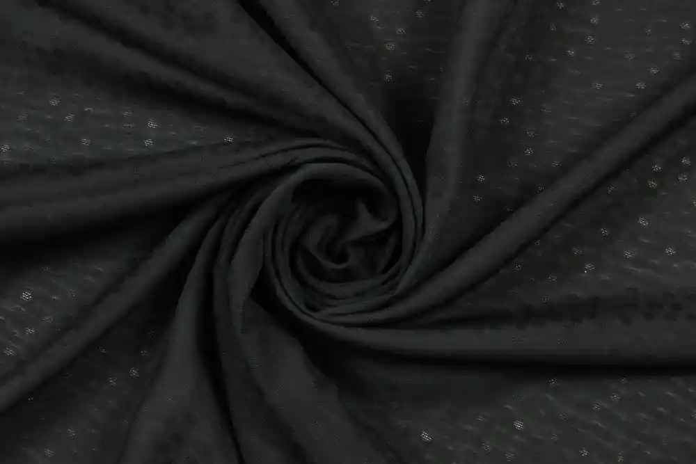 Chiffon di viscosa nera con pois jacquard - Consegna rapida