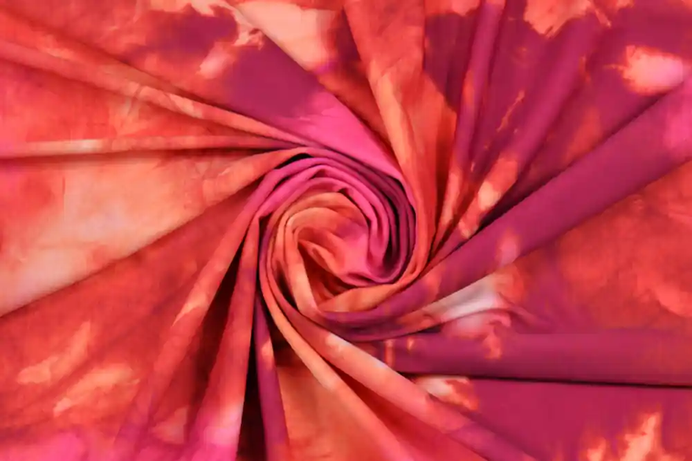 Scampolo 300x148cm di Lycra fantasia astratta viola e vermiglione - Grande offerta