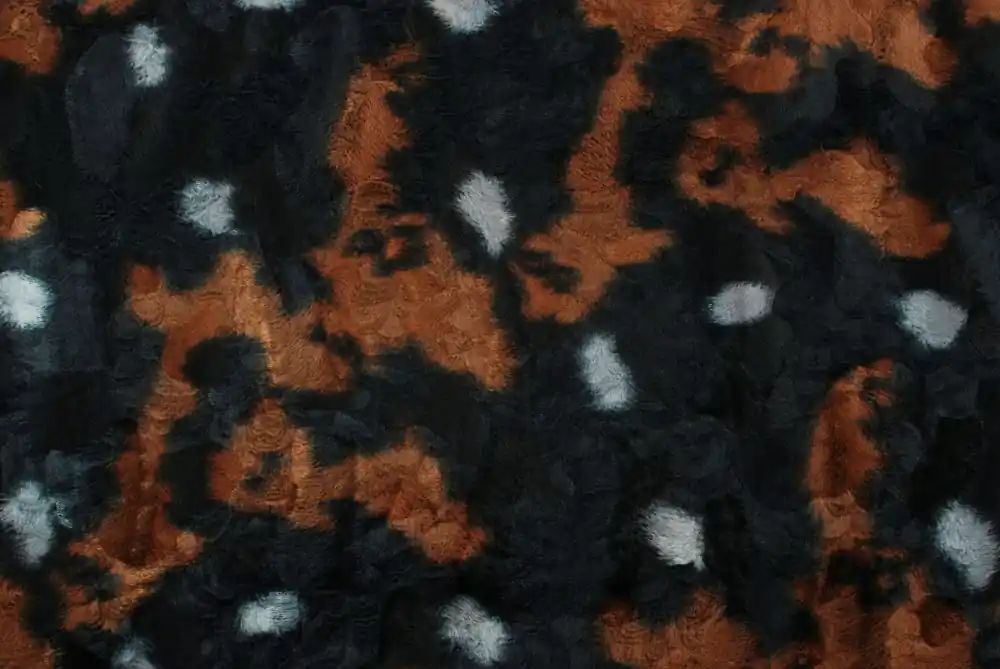 Scampolo 300x158cm di Pelliccia sintetica cavallino rasato pezzato nero grigio e marrone - Qualità eccellente