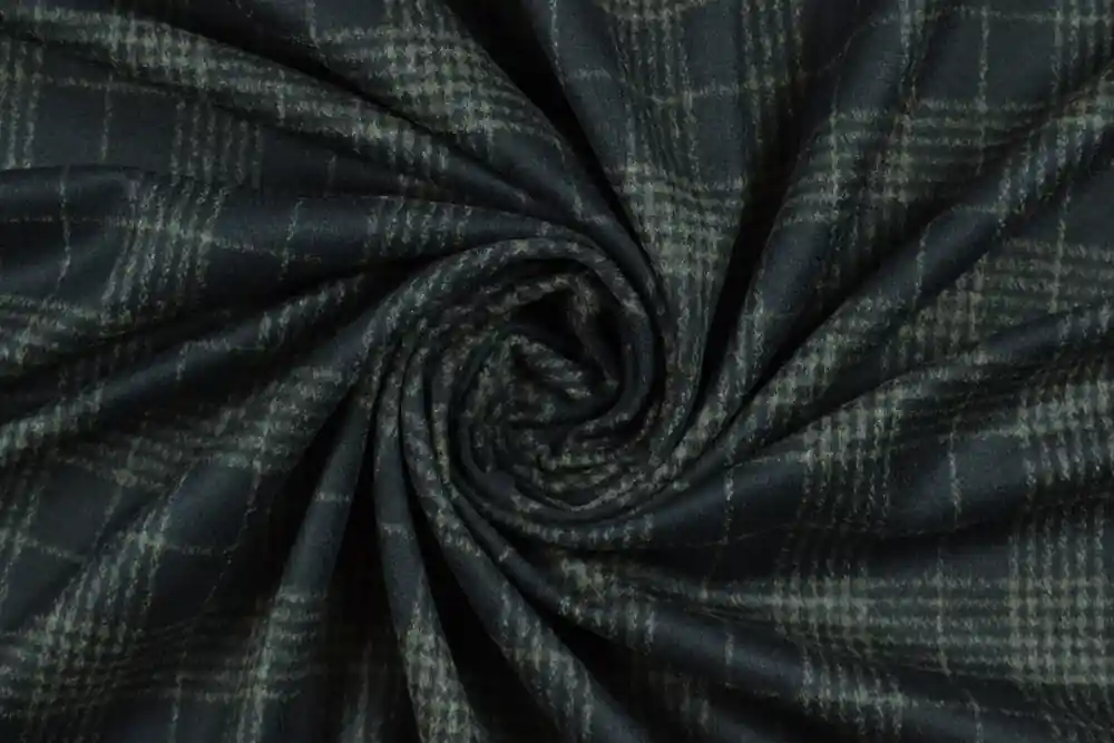 Affare | Scampolo 300x154cm di Panno leggero/Drap di pura lana a quadri blu grigio
