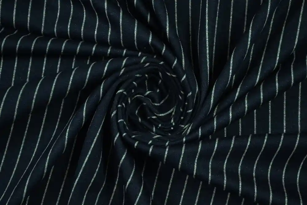 Alta qualità - Punto Milano cotone stretch blu notte gessato