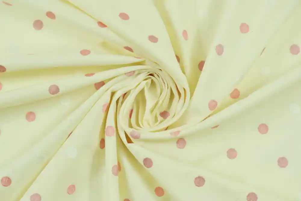 Scampolo 70x153cm di Tela di puro cotone ecrù a pois ricamati - Spedizione veloce