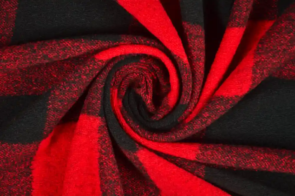 Ultime unità - MAGLIA DI POLIESTERE CARDATO IN FANTASIA A QUADRI ROSSO E NERO