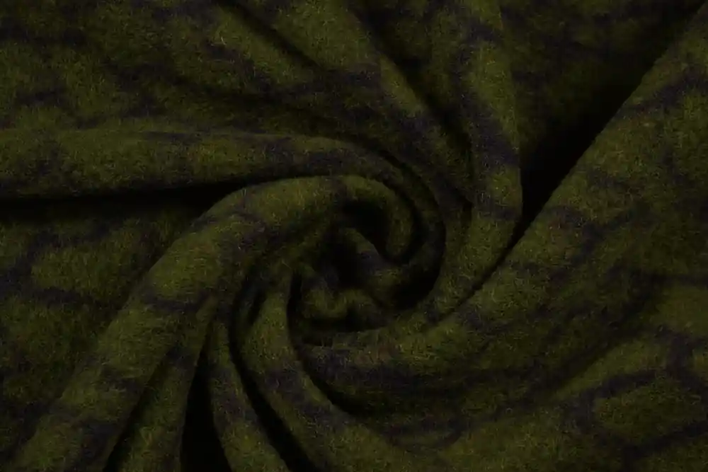 Grande successo | Scampolo 300x150cm di Lana cotta pura lana maculata verde oliva scuro