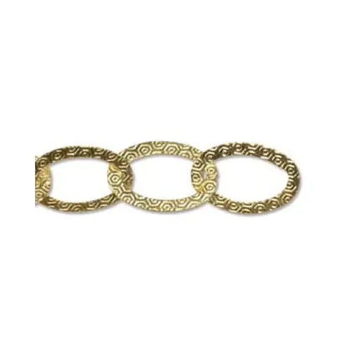 Più venduto - Catena ottone maglia ovale mm 18,3 x 12 oro stampato, vendita a multipli di 50 cm