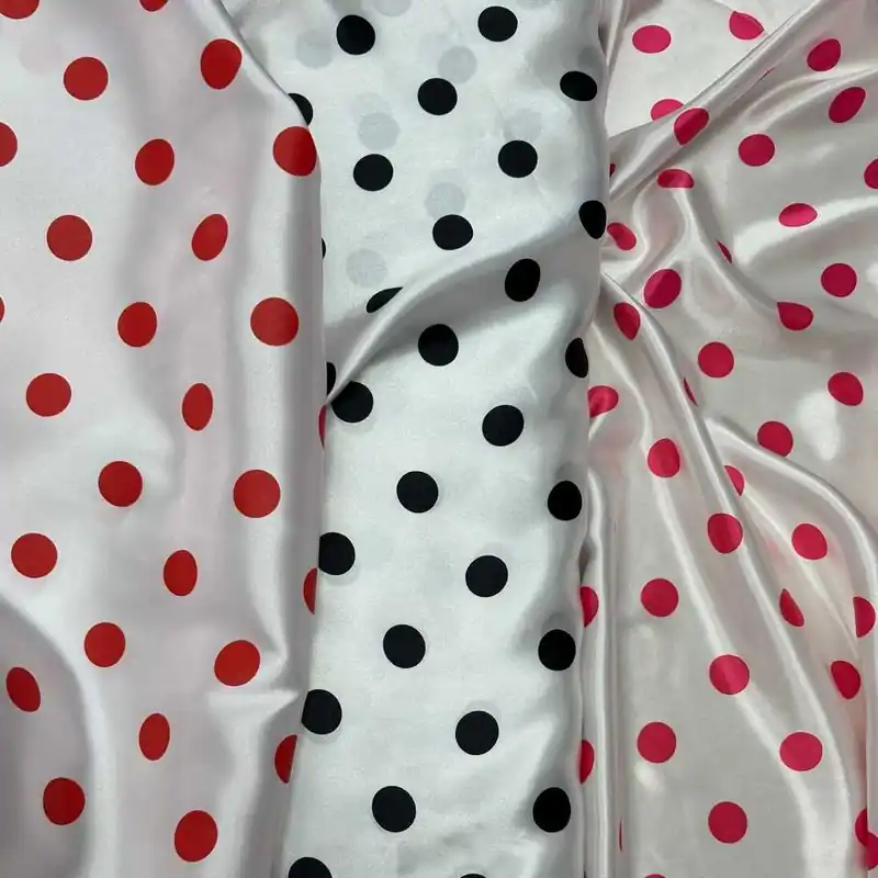 Tessuto Raso Stampato Pois Fondo Bianco 50 Cm | Acquista ora