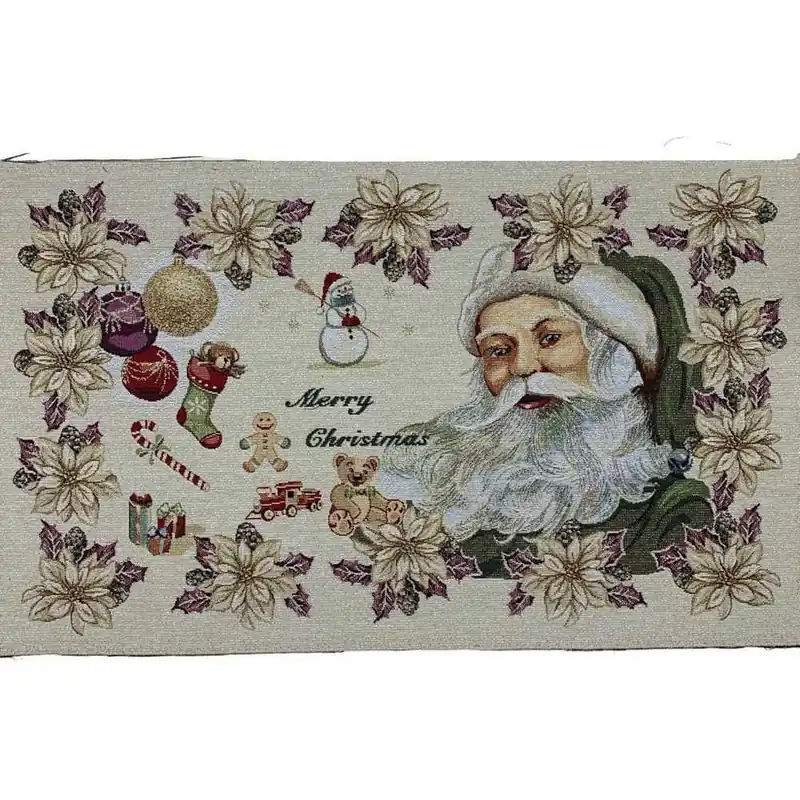 Pannello Gobelin Babbo Natale Fiori 40x70 Cm Lurex Oro | Approfitta dell'offerta