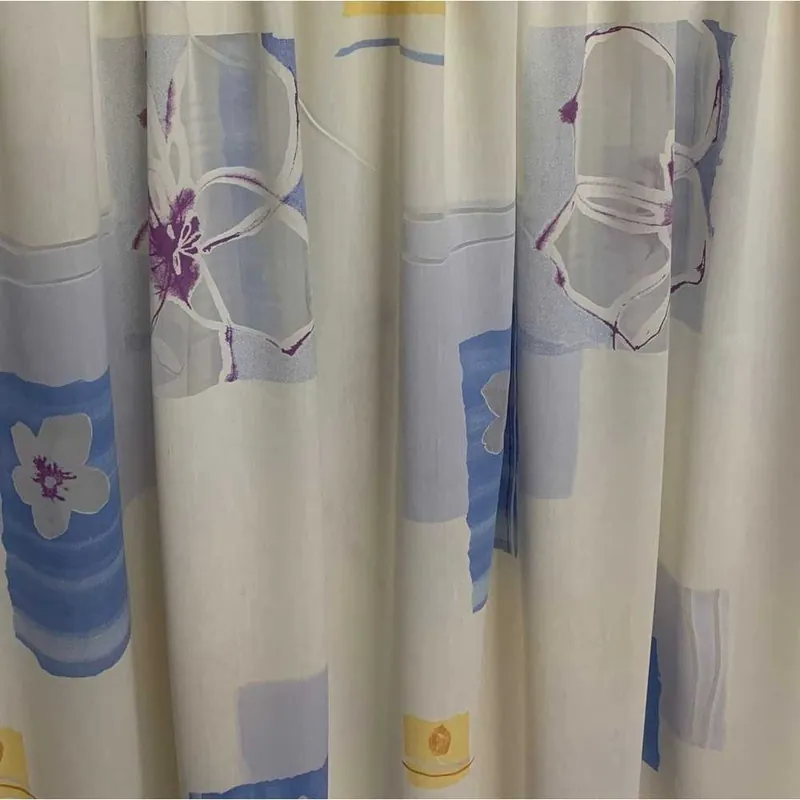 Qualità superiore - Tessuto Tenda Lino Fiori Organza Azzurro L 300 Cm