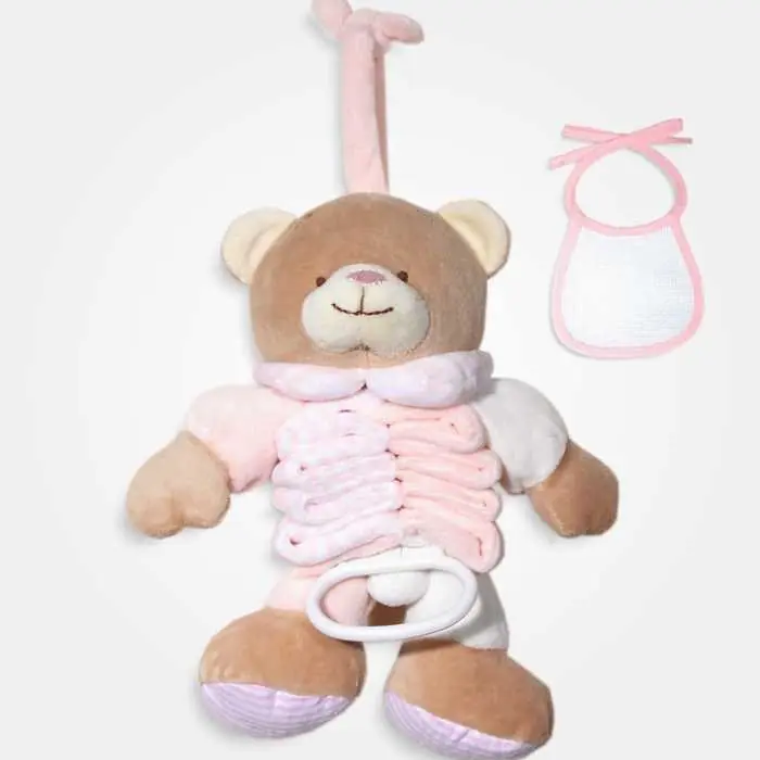 Novità nello shop - Carillon Orsetto con Bavaglino decorativo da Ricamare - Rosa