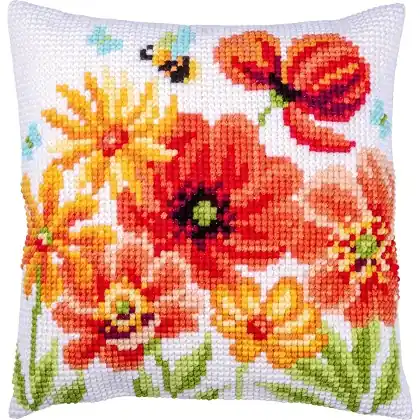 Offerta del giorno - Cuscino - Papaveri e fiori selvatici