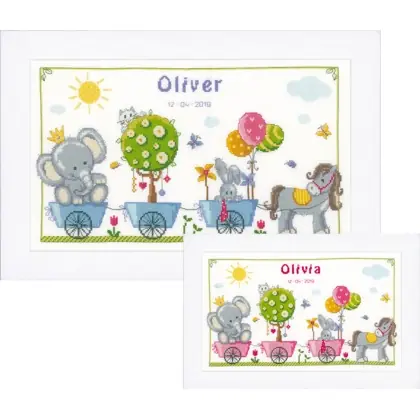 Molto richiesto - Sampler Nascita - Cute Animal Parade
