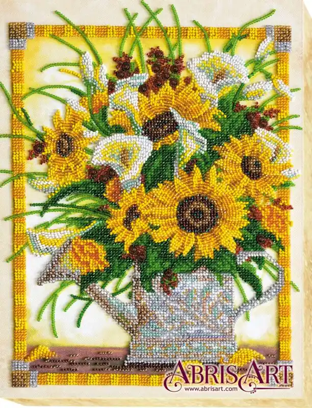 Offerta - “Girasoli in vaso”. Kit ricamo a perline