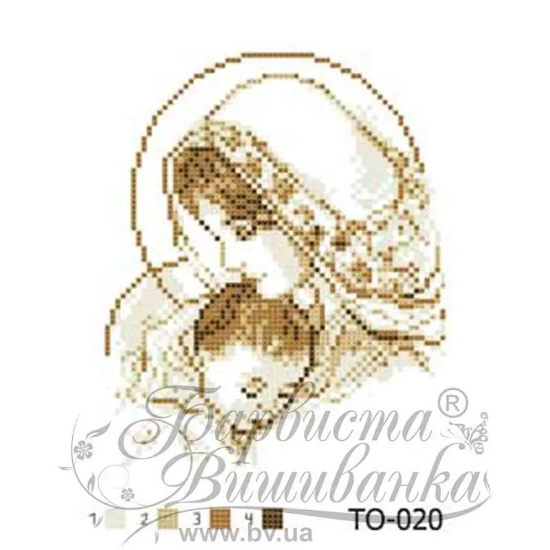 “Madonna con bambino Gesù Cristo”. Monocrome-marrone. Schema ricamo a perline | Ordina oggi