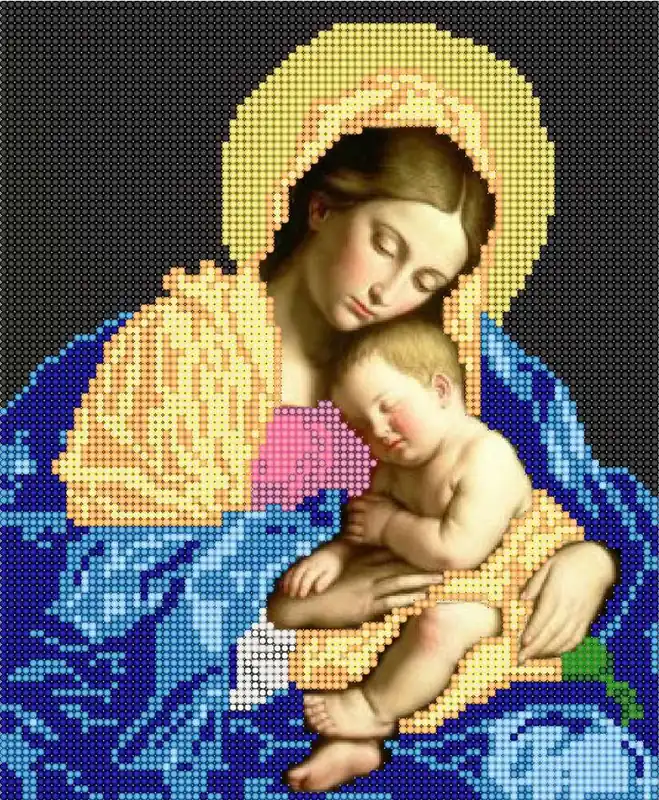 “Madonna con Bambino dormiente” di Giovanni Battista Salvi. Schema ricamo a perline | Fino a esaurimento