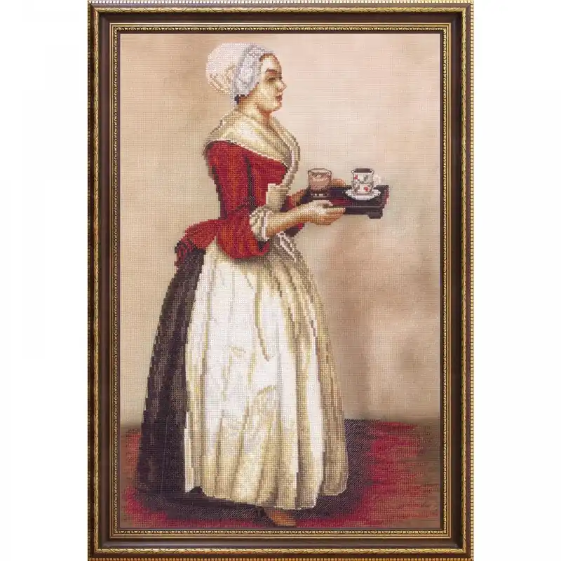 “La Belle Chocolatière” di Jean-Étienne Liotard. Kit ricamo punto croce - Occasione