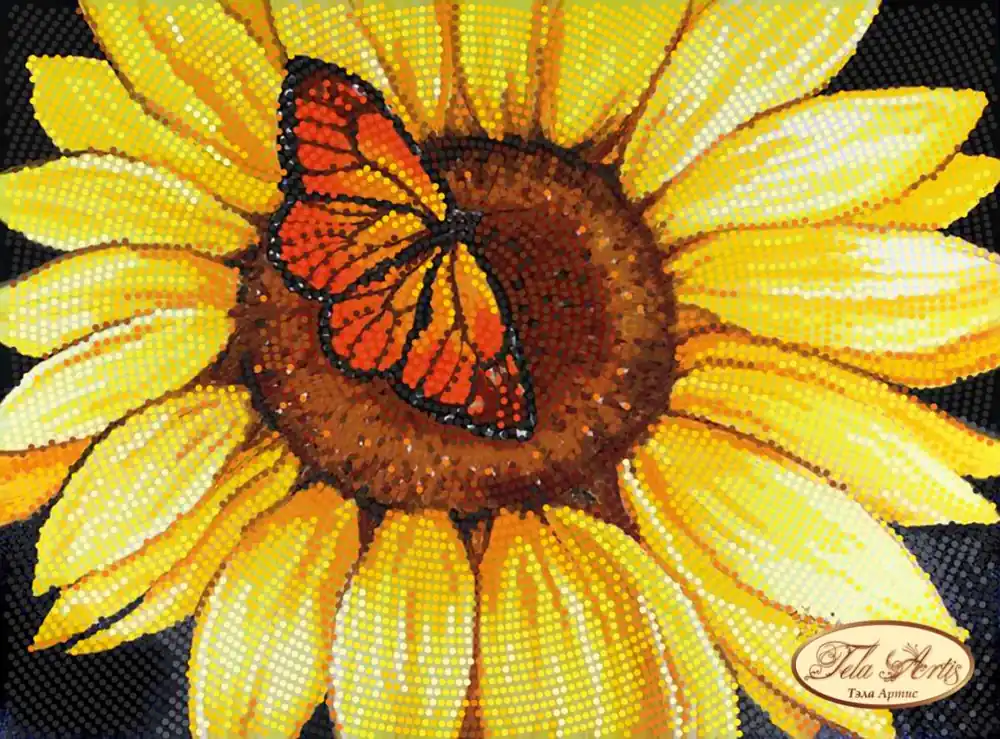 “Farfalla sul girasole”. Schema ricamo a perline | Super prezzo