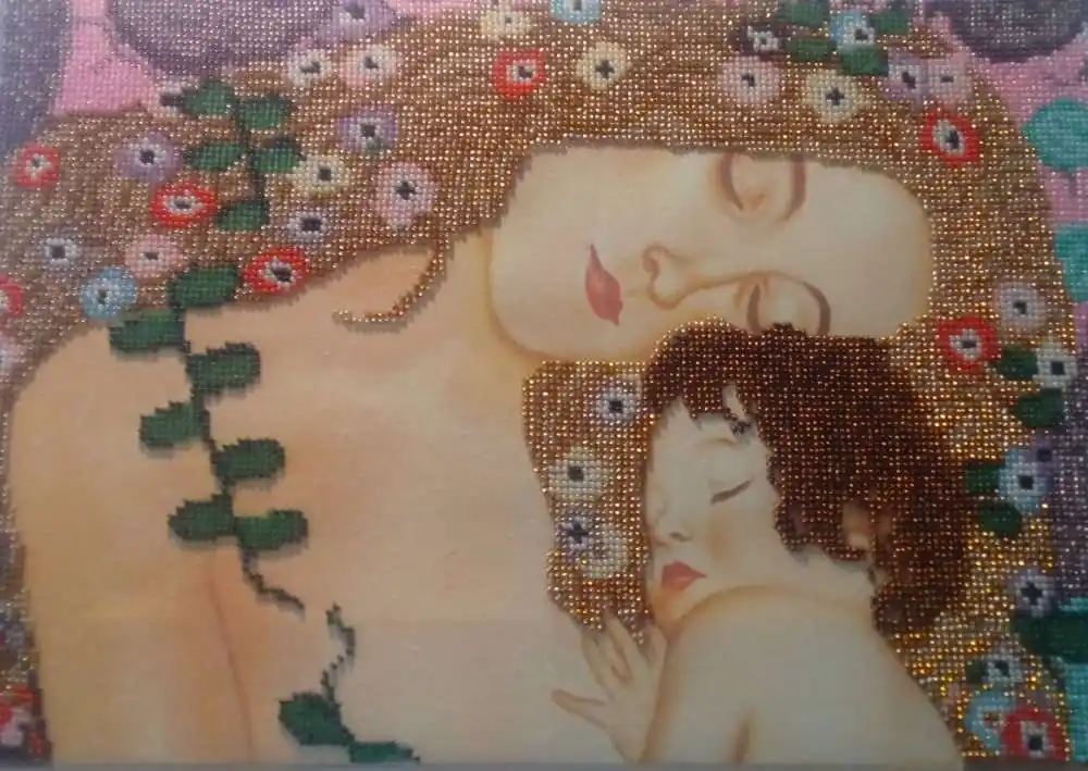 “Le Tre Età della Vita”(frammento) di Gustav Klimt. Quadro ricamato a perline | Prezzo conveniente