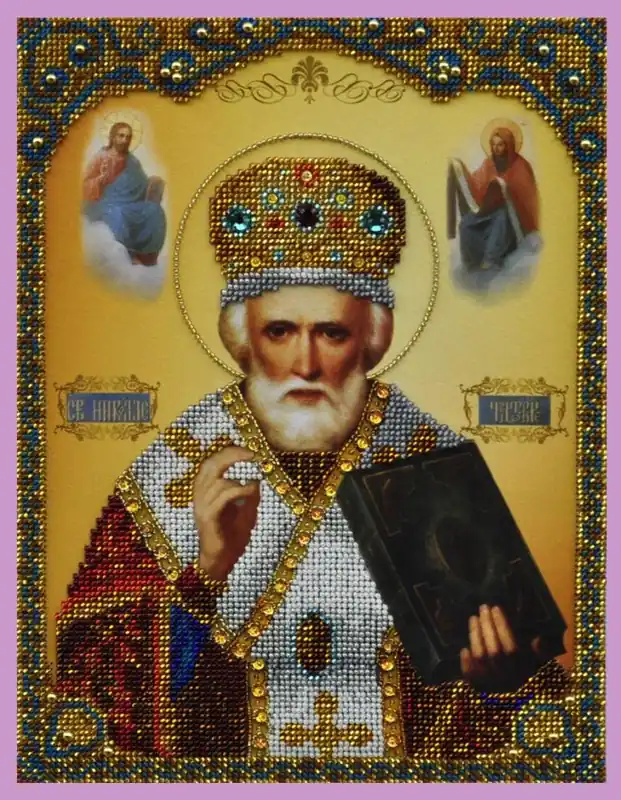 “San Nicola”. Kit-icona ricamo a perline | Pagamenti sicuri