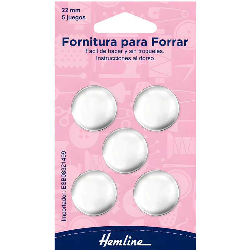 Prodotto di punta - Fornitura per rivestire bottoni di 22 mm - Hemline - 5 unità