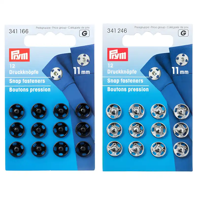 Bottoni a pressione da 1,1 cm - Prym - 12 paia Caratteristiche Materiale ottone Inossidabili Con foro per cucitura Maschio con flangia Diametro 1,1 cm | Pagamenti sicuri